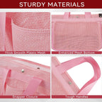 Mesh Horse Grooming Tote Bag Breathable Waterproof, 6 Pockets Horse Grooming Kit Tool Bags, Horse Cleaning Caddy Box for Cleaning Supplies, Pet Grooming Organizer for Horse Cow Cats, Pink