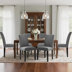 VECELO Upholstered Dining Chairs Set of 4, Modern Fabric and High Back & Solid Wood Legs, Parsons for Kitchen/Living Room- Dark Gray