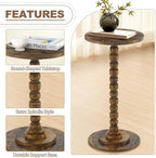 Round Side Table, Small End/Drink Table for Small Spaces, Modern Accent Tables with Solid Wood Leg for Bedroom, Living Room, Corners and Office (Rustic Brown)