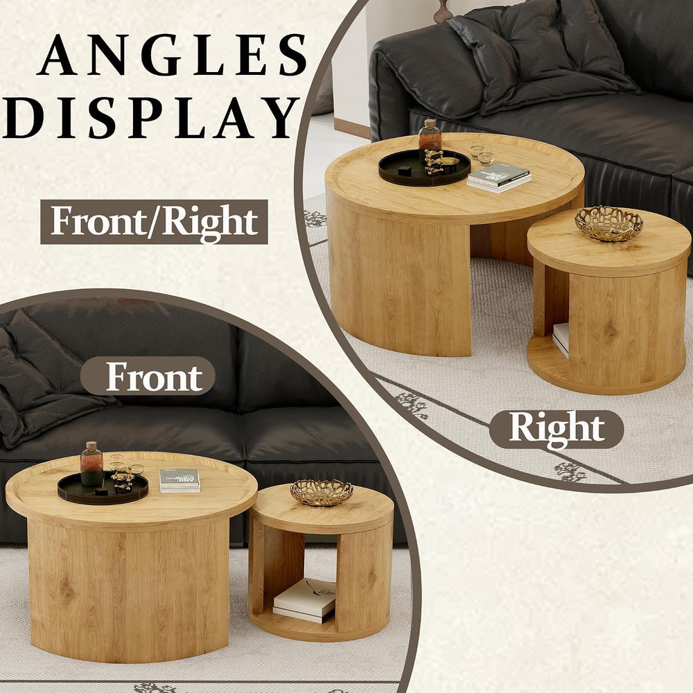 32" Anti-Slip Nesting Tables, Nesting Side Tables with Smooth Wood top, ...