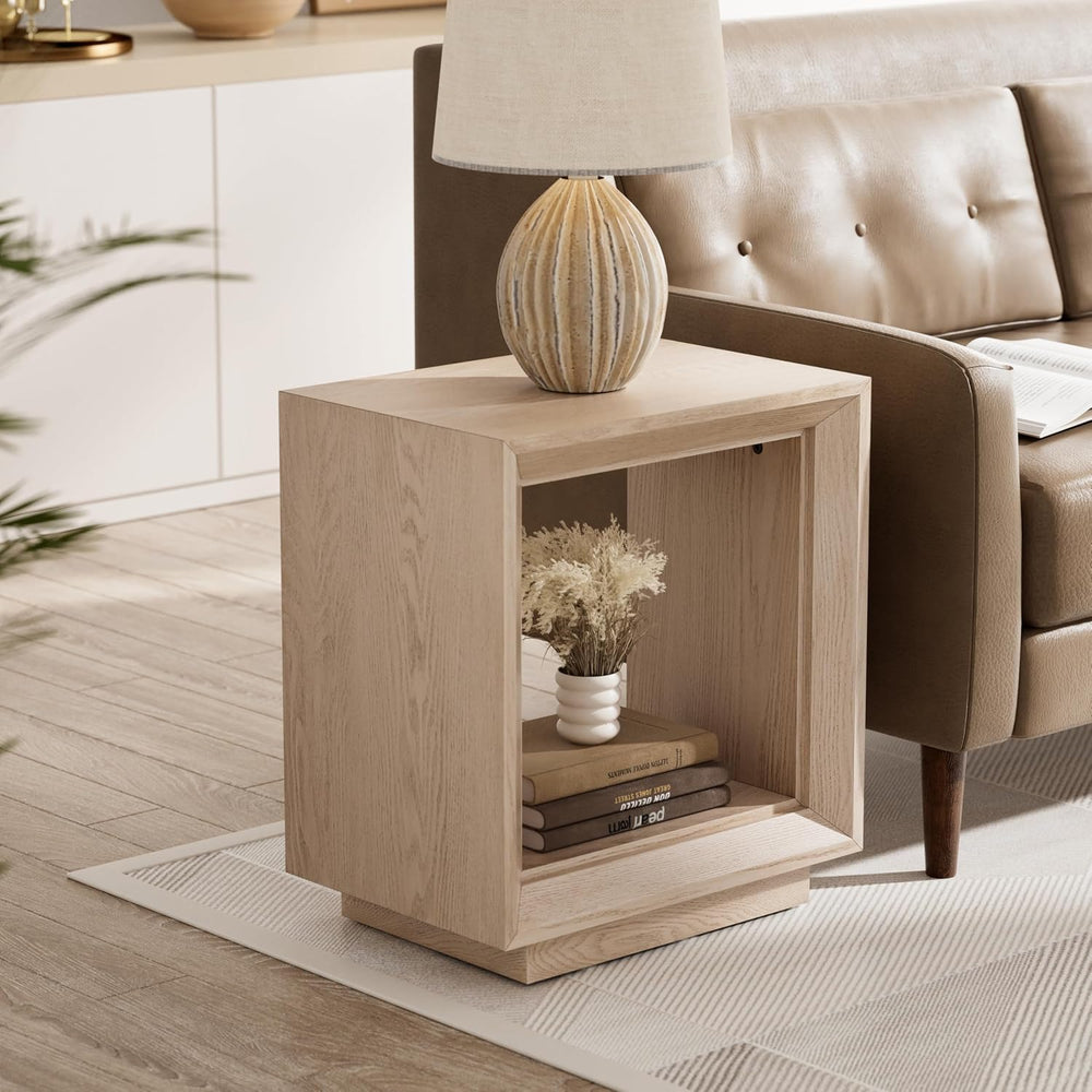 COZAYH Farmhouse End Table, Open Cube Accent Table with Geometric Frame, Mode...