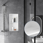 Stainless Steel Shower Niche 24" X 12", No Tile Needed Wall Niche Double Shelves, Recessed Shower Shlef for Bathroom Storage, Matte White