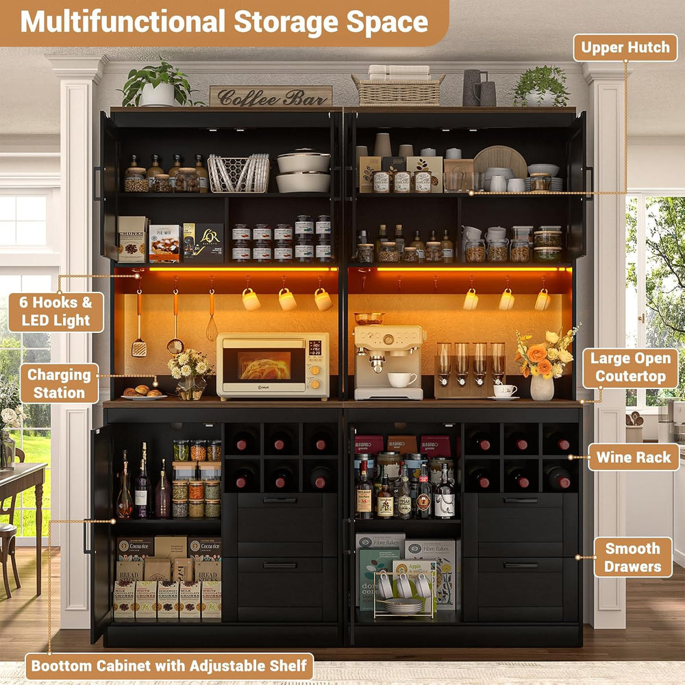 Unikito 72" Tall Pantry Cabinet, Kitchen Pantry Storage Cabinet with LED...