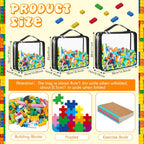 Sanwuta 6 Packs Toy Storage Bags, PVC Organizing Case Bags with Zipper, Waterproof Toy Container for Board Games, Building Blocks, Puzzles, Small Toys and Kids Books(X-Large, Large, Small,Black)
