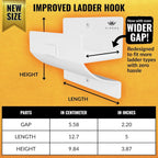 Ladder Hooks Set of 4 – White Heavy Duty Garage Wall Hooks, Use as Ladder Holder, Step Stool Hanger
