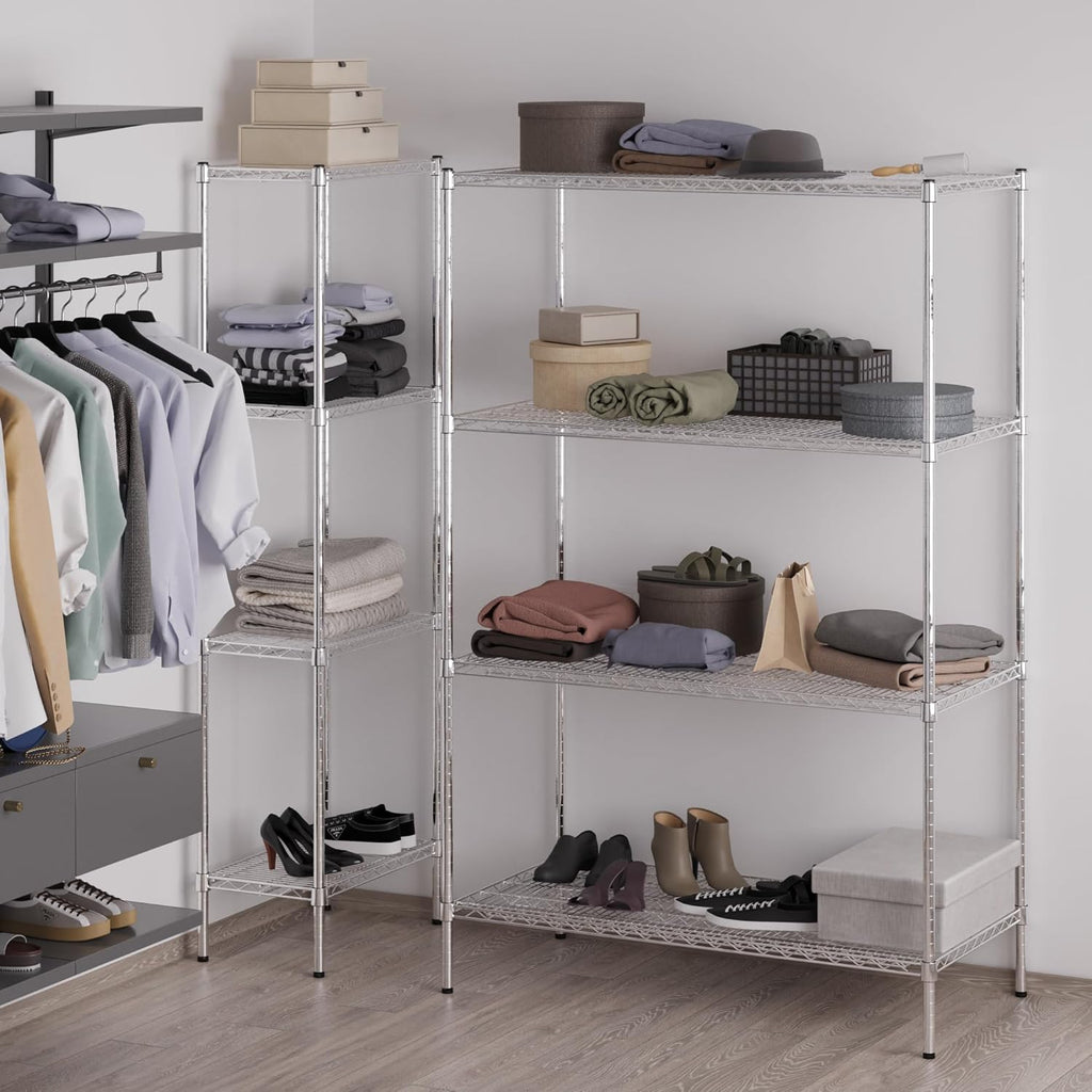 24" Deep x 48" Wide x 74" Height Wire Shelving Kit | 4-Tier | NSF Commercial Storage Rack Unit