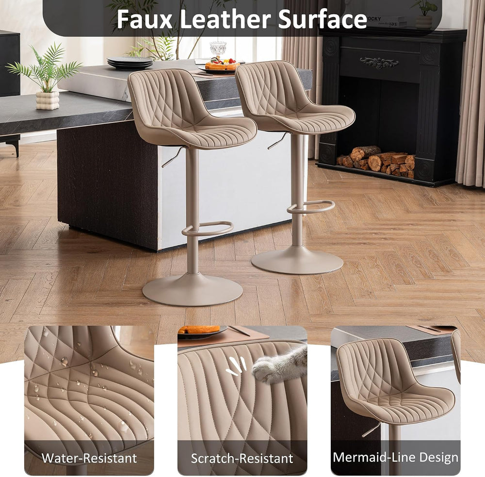 YOUTASTE Bar Stools Set of 2, Adjustable Swivel Counter Height Barstools with...
