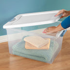 Sterilite Latching Box with Lids for Home and Office, 64 Quart, 12-Pack | Heavy-Duty and Stackable Plastic Containers with Latches for Closet, Cabinet, Bedroom, Bathroom and Dorm Room Organization