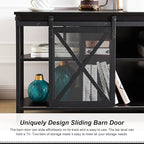 HOMISSUE Corner TV Stand for 55 Inch TV, Rustic Corner Entertainment Center with Storage, Industrial Media Console Table with Sliding Barn Door, Entertainment Center for Living Room, Black