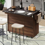 Kitchen Island with Trash Can Storage, Rolling Kitchen Cart on Wheels with Drop Leaf, Drawers, Adjustable Shelf and Tilt Out Trash Can Cabinet for 15 Gallon Garbage Bin, Brown