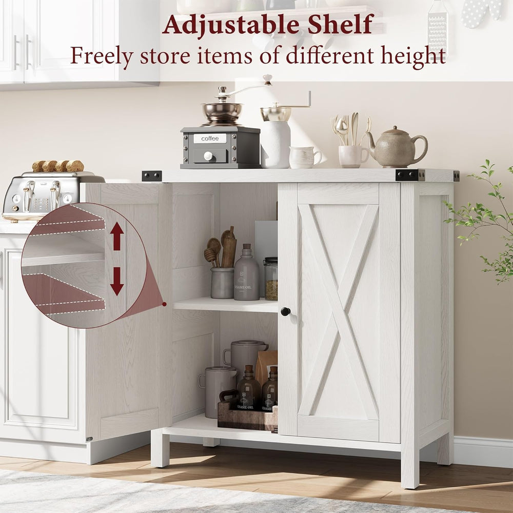 GarveeHome Small Storage Cabinet, Farmhouse Sideboard Buffet Cabinet with 2 D...