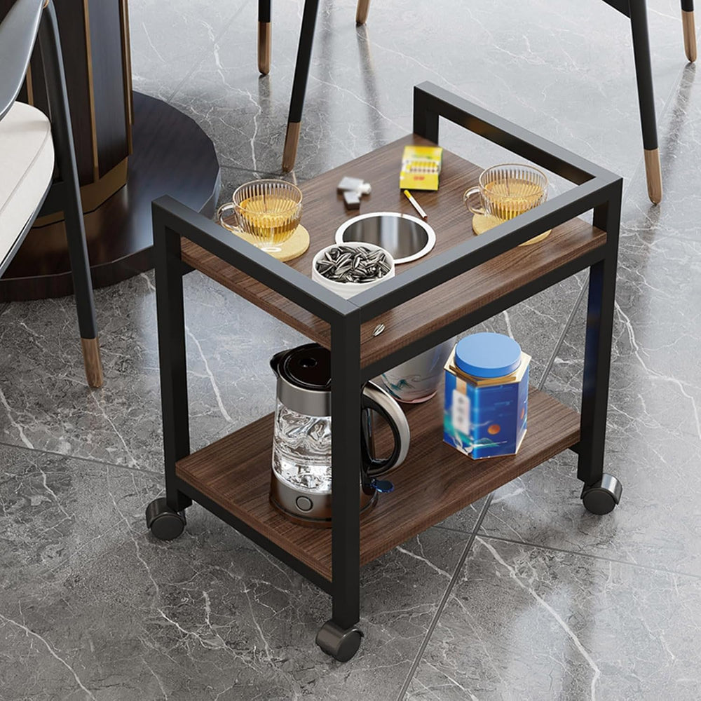 360° Rotating Small Side Table with Storage Rack, Movable Coffee Table with R...