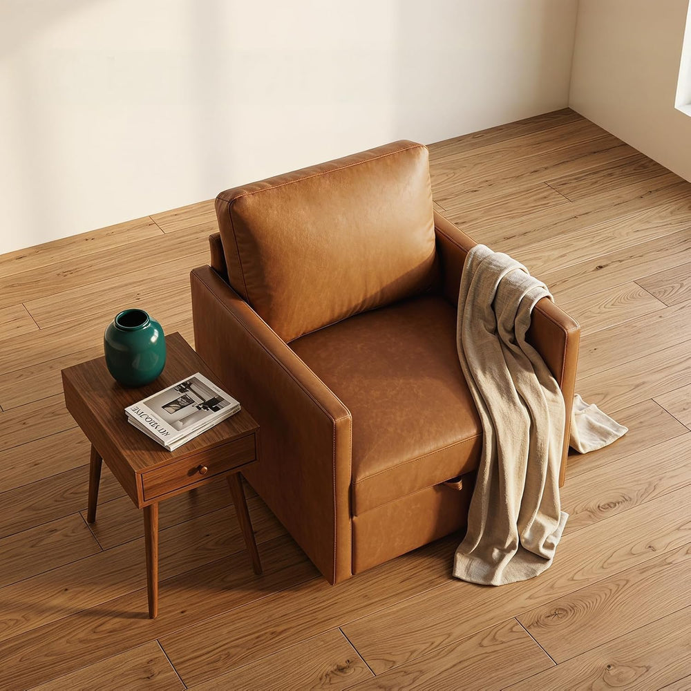 Swivel Accent Chair with Hidden Storage, Mid Century Modern Square Armchair, ...