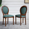 Nrizc French Dining Chairs Set of 2, Farmhouse Dining Room Chairs with Round Back, Solid Walnut Wood Legs, Oval Side Chairs for Kitchen/Bedroom/Dining Room
