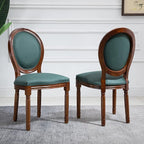 Nrizc French Dining Chairs Set of 2, Farmhouse Dining Room Chairs with Round Back, Solid Walnut Wood Legs, Oval Side Chairs for Kitchen/Bedroom/Dining Room