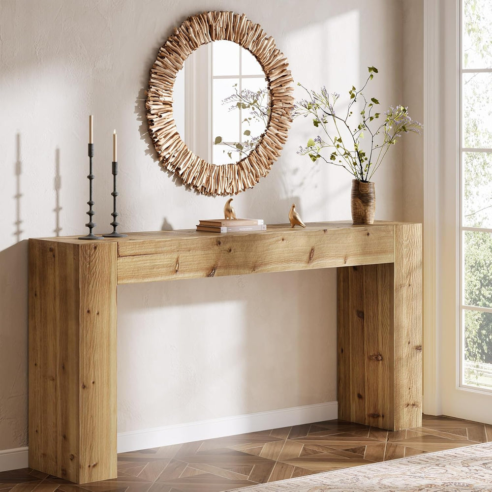 Solid Wood Console Table, 63-Inch Farmhouse Sofa Table Behind Couch for Entry...