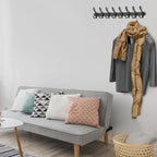 Coat Rack Wall Mount with 8 Tri Hooks, Stainless Steel 24 Inch – Black Matte Finish, Heavy Duty Wall Mounted Hook Rack for Coats, Hats, Towels, Scarfs, Robes, Bags, Entryway & Bathroom