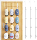 SWTYMIKI Over Door Hat Organizer - 3 Packs Metal Hanging Hat Rack with 12 Hooks Design, Baseball Cap Hanger Organizer Storage Holds up to 60 Caps for Door, Bedroom, Closet