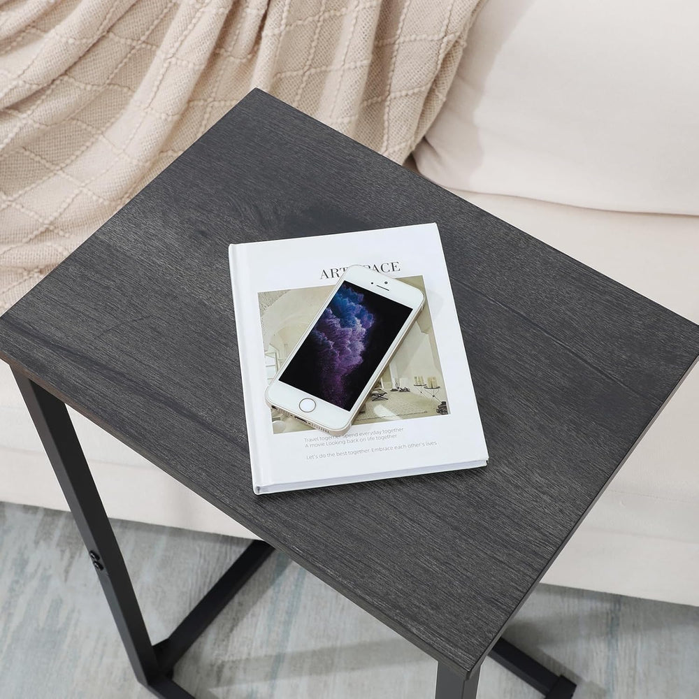 AMHANCIBLE C Shaped End Tables Set of 2, Couch Side Tables that Slide Under S...