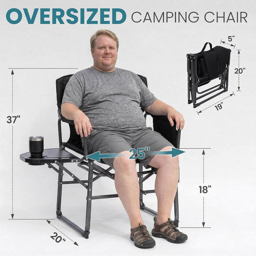FUNDANGO Oversized Folding Chairs for Outside, Fully Padded Camping Director ...