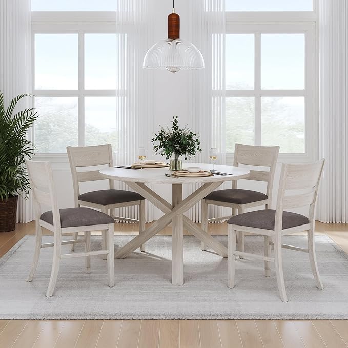 Peatuk Solid Wood Dining Chair Set of 2, Part of Dining Table Set, Mix and Match Table, Chair Sold Separately for Dining Room, Kitchen, Grey