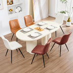 Dining Chairs Set of 8, Modern Dining Chairs with Thick Cushions, PU Leather Upholstered Kitchen Dining Room Chairs with Metal Legs for Dining Living Room (Caramel)