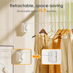 Retractable Heavy Duty Clothesline - Wall Mounted Indoor and Outdoor Laundry Drying Solution, 15.7ft Anti-Sagging Stainless Steel Rope (White)