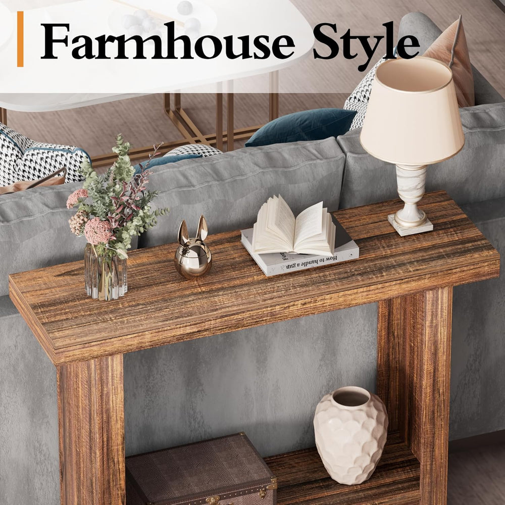 LIFECHOVY Farmhouse Wood Entryway Table Narrow Console Tables with Storage Be...