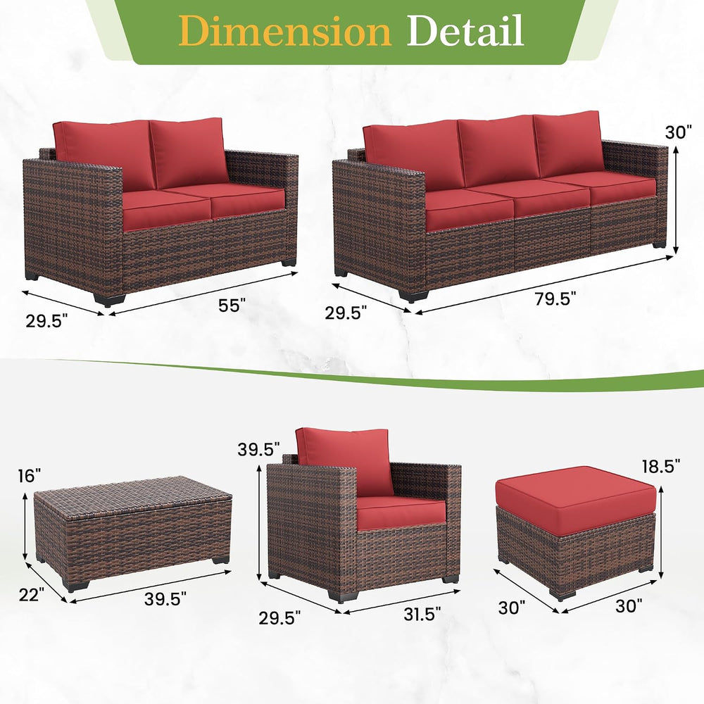 Amopatio 2 Pieces Outdoor Ottoman for Patio, Foot Rest for Couch, All Weather...