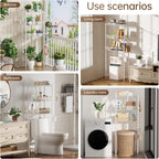 3-Tier Over-The-Toilet Storage Shelf,Heavy-Duty Adjustable Bathroom Rack with 2 Mesh Baskets,Toilet Paper Holder & Hooks,Space-Saving Organizer for Bathroom,10”D x 24”W x 66”H,White