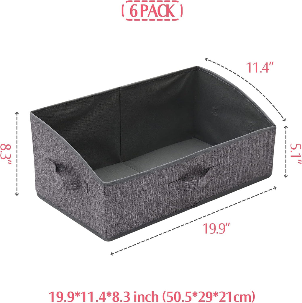 TENABORT 6 Pack Trapezoid Large Foldable Closet Storage Bins with Handle, Fabric Storage Organizer Cube Colth Containers Linen Box Shelf Baskets for Clothes Clothing Shelves Wardrobe