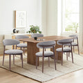 COLAMY Wooden Dining Chairs Set of 6, Modern Fabric Upholstered Dining Room Chair, Farmhouse Kitchen Chair with Foot Pegs, Light Grey