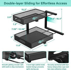 Under Sink Organizer, Extra-Wide Upgrade, 2-Pack of 2-Tier Metal Slide Out Cabinet Organizer, Height Adjustable Organization and Storage Series, Bathroom/Cabinet/Kitchen organization, Black