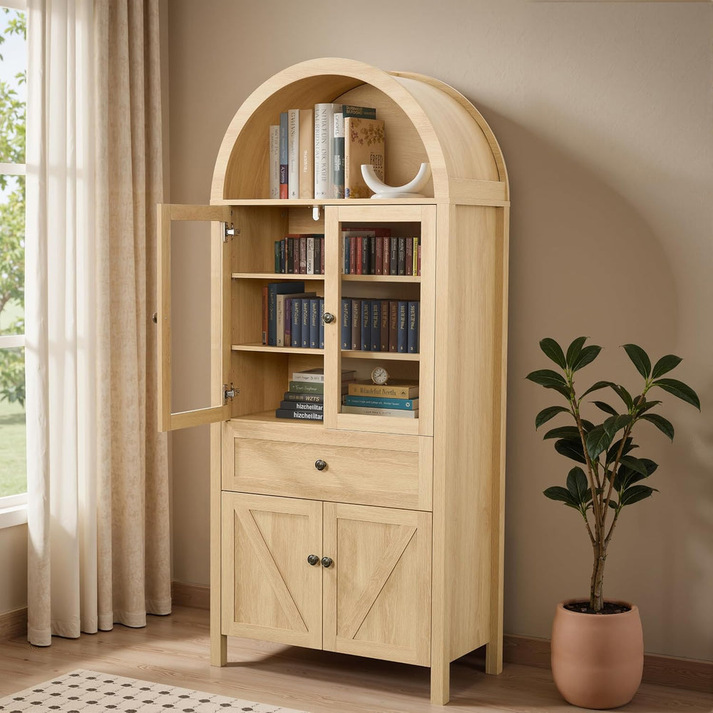 GDFStudio 71'' Arched Kitchen Pantry Cabinet, Wooden Pantry Cabinets ...