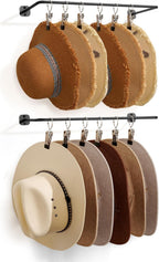 Cowboy Hat Rack for Wall Cowboy Hats Hook with 12 Clips Metal Cowboy Hat Hanger for Bucket Baseball Caps Sunhat Winter Beanies Fedora Hat Organizer Hat Holder on Wall Women Men Closet Black 2 Pcs