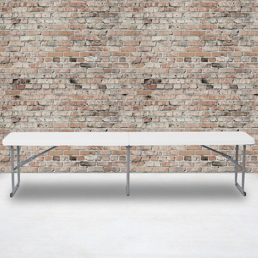 Flash Furniture Plastic Bi-Fold Bench with Carrying Handle, Granite White | 7...