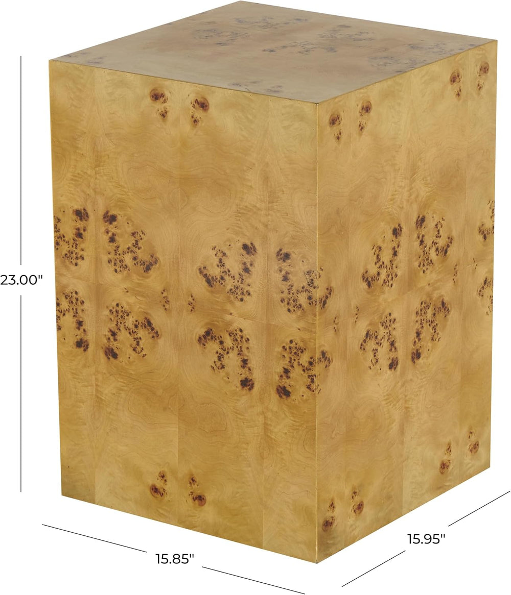 Deco 79 Wood Side End Accent Table Square Cube End Table with Wood Grain Patt...