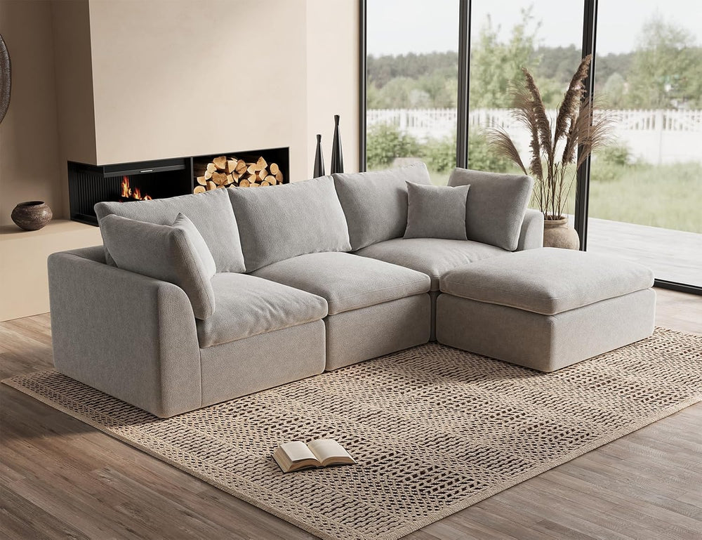 ohllob 110" Cloud Sectional Couches for Living Room, L-Shape Couch with ...