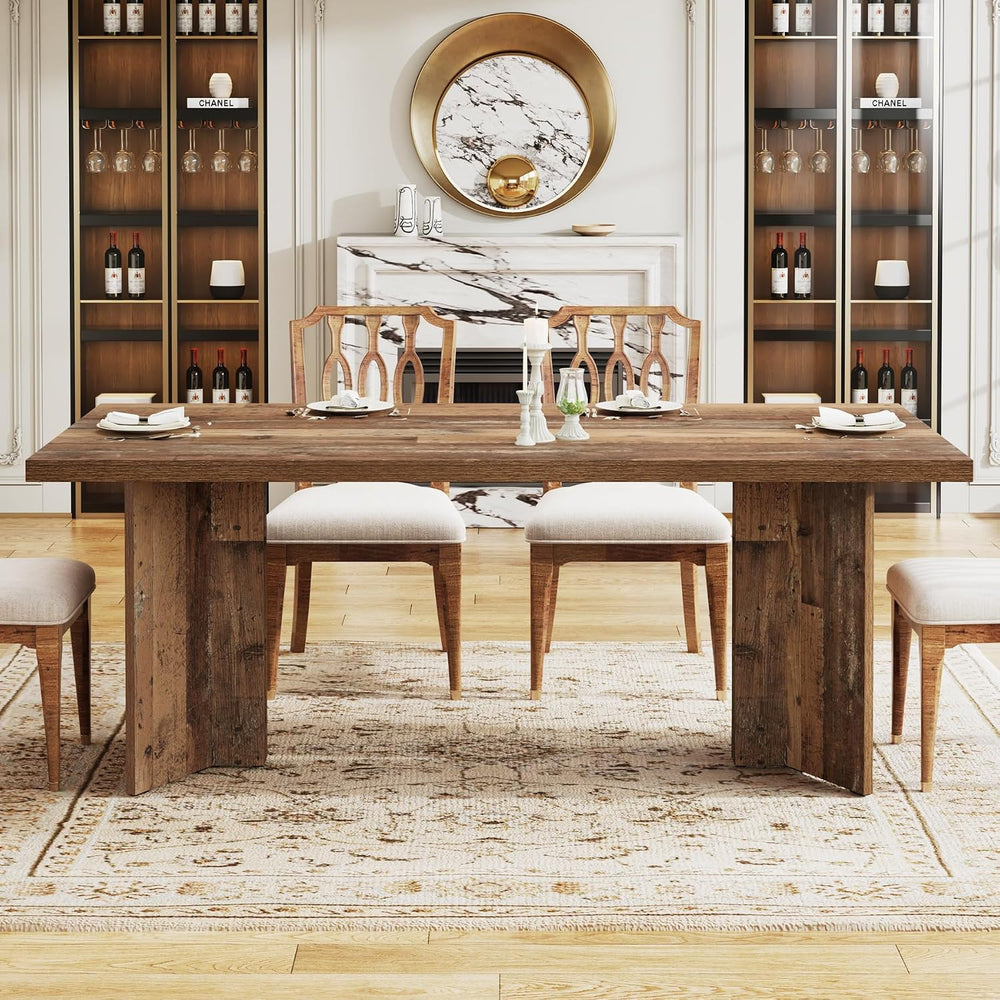 Tribesigns 63-inch Dining Table for 4-6, Farmhouse Kitchen Table with Large T...