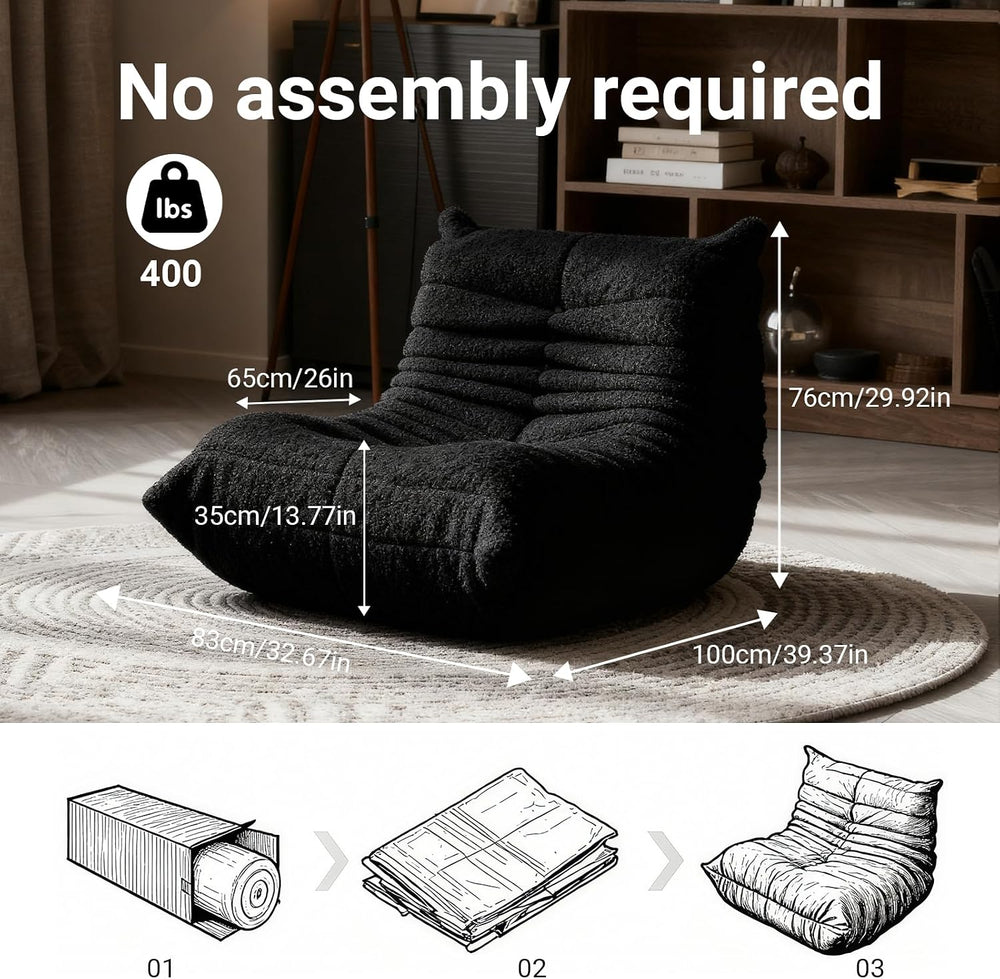 Bean Bag Chair for Adults, Comfy Chairs for Bedroom, Memory Foam Chair Readin...