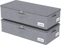 Yawinhe Underbed Bags, Storage Containers Bags with Lid, Foldable Blanket Bins, with Sturdy Zipper und Label Holders, for Clothing, 23.6''Lx11.8''Wx6''H, 2 Pack, Grey