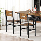 Dining Chairs Set of 2, Rustic Wooden Kitchen Chairs with Backrests and Metal Frame, Modern Farmhouse Dinner Chairs for Kitchen, Easy Assembly, Living Room, Dining Room, Rustic Brown and Black