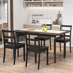 NAFORT Wooden Dining Chairs Set of 6, Black Kitchen Chairs with Solid Rubber Wood Legs, Non-Slip Foot Pads, Max Load of 400 Lbs, Farmhouse Seat Ladder Back Dining Room Chairs