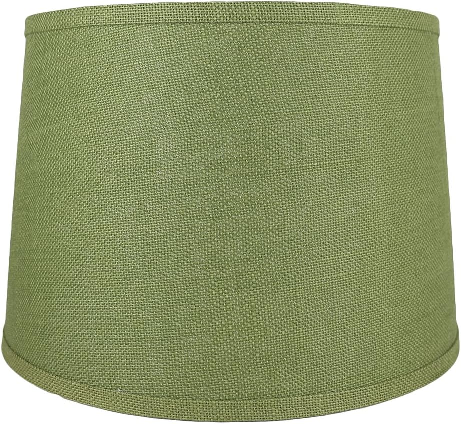 Urbanest French Drum Burlap Lampshade, 14-inch by 16-inch by 11-inch, Khaki G...