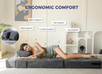 MAXYOYO Convertible Sofa Bed, Fold Out Sofa Couch with Pillow for Adults | Loveseat Sofa 4 in 1 Tufted Folding Couch Bed Foam Floor Couch, Lazy Chair for Living Room Bedroom Guest Room, Dark Grey