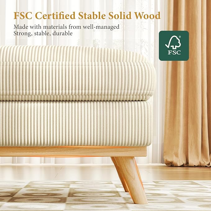 Vesgantti Large Ottoman for Modular Sofa, 29.5" Corduroy Pouf Ottoman wi...