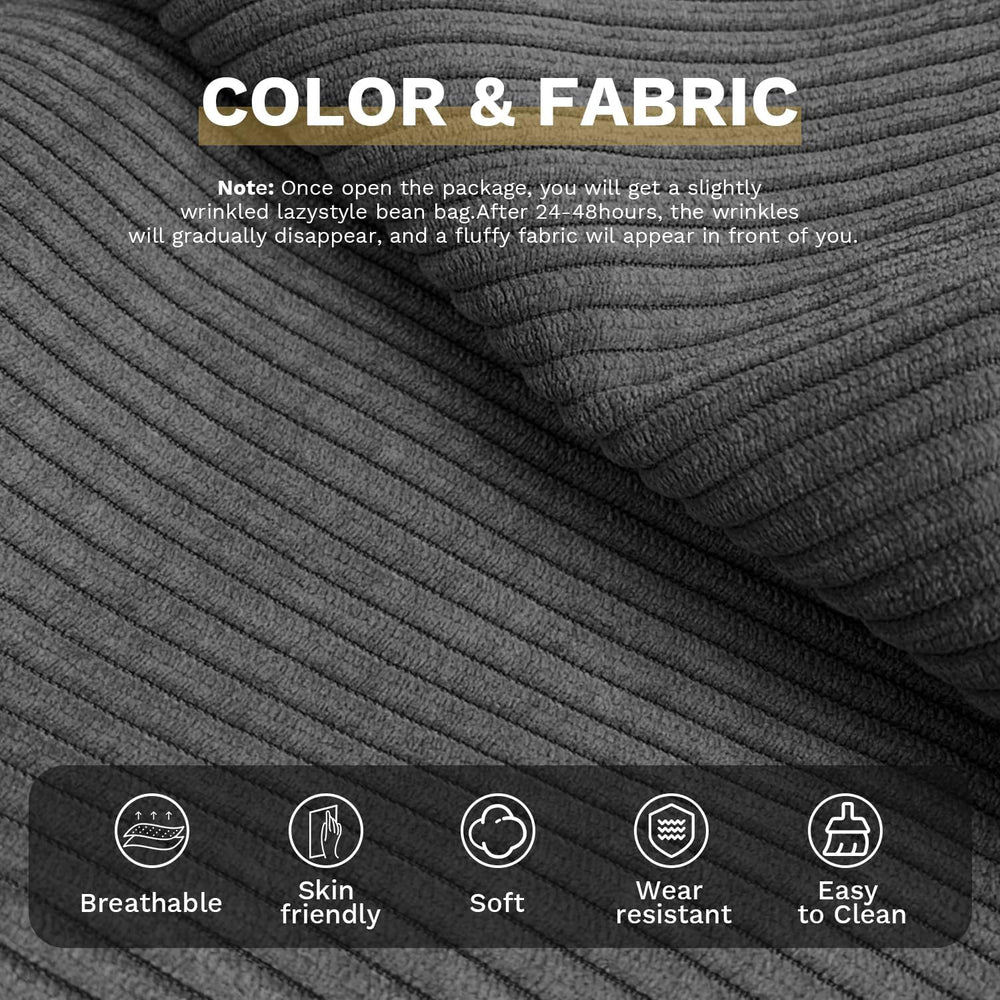 Bean Bag Chairs for Adults, Memory Foam Couch Sofa Chair,One-piece Foam Paddi...