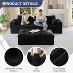 MAXYOYO 104" U Shaped Modular Sectional Sofa with 2 Ottomans, Cloud Boneless Couch with Layered Cushion, Flexible Module Combination Sofa for Living Room, No Assembly Required, Black