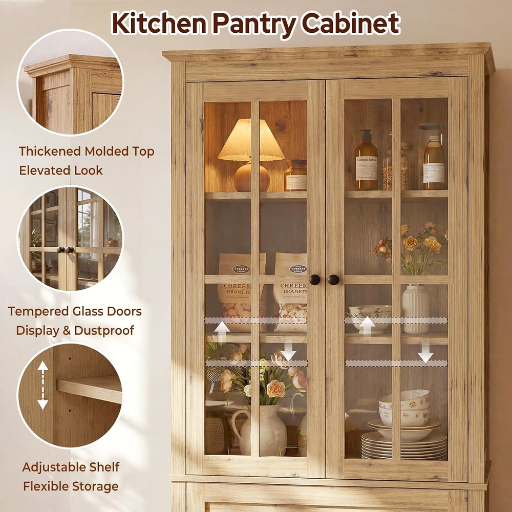 63" Tall Kitchen Pantry Cabinet Set of 2, Farmhouse Wood Storage Cabinet...