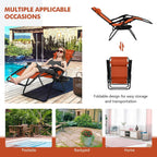 Tangkula Zero Gravity Chair, Folding Patio Lounge Chair Adjustable Outdoor Recliner with Cup Holder, Wide Armrest for Patio Garden Poolside Outdoor Yard Beach, Support 350 lbs (2, Orange)
